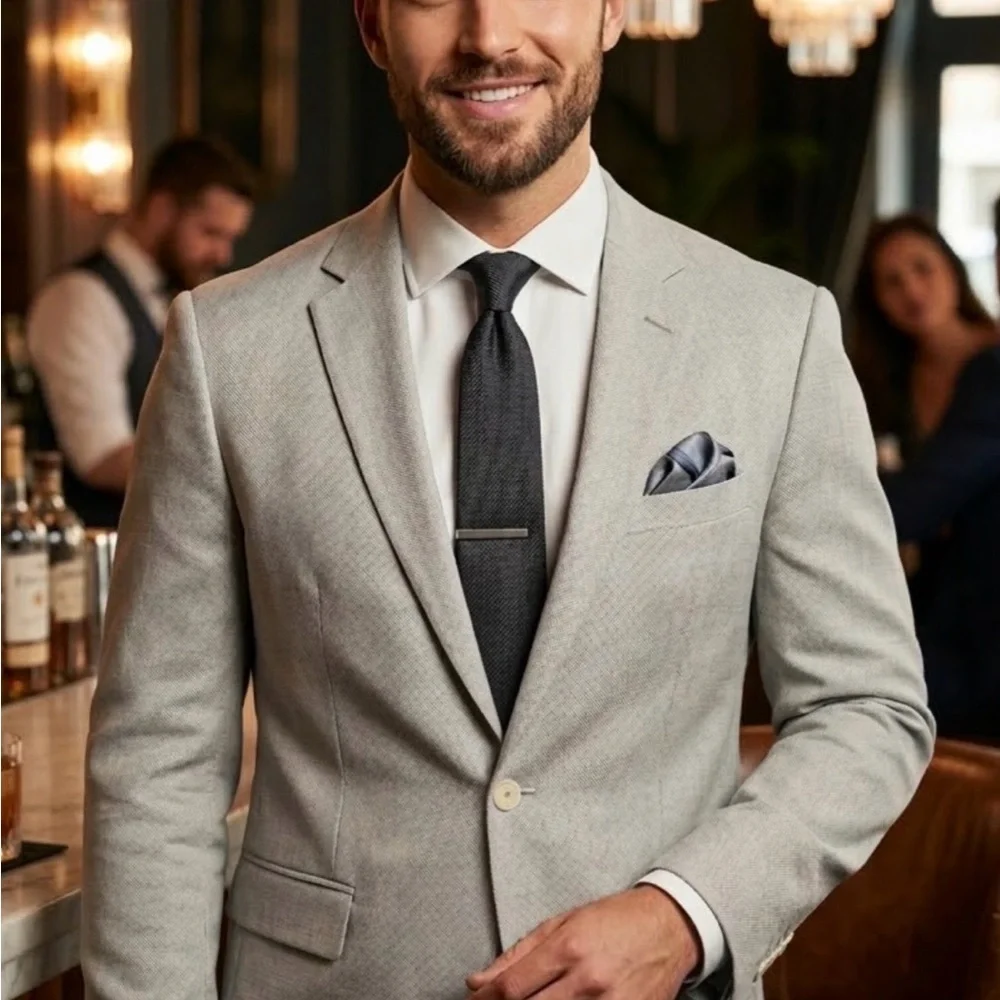 Calvin Klein Light Gray Single-Breasted Blazer